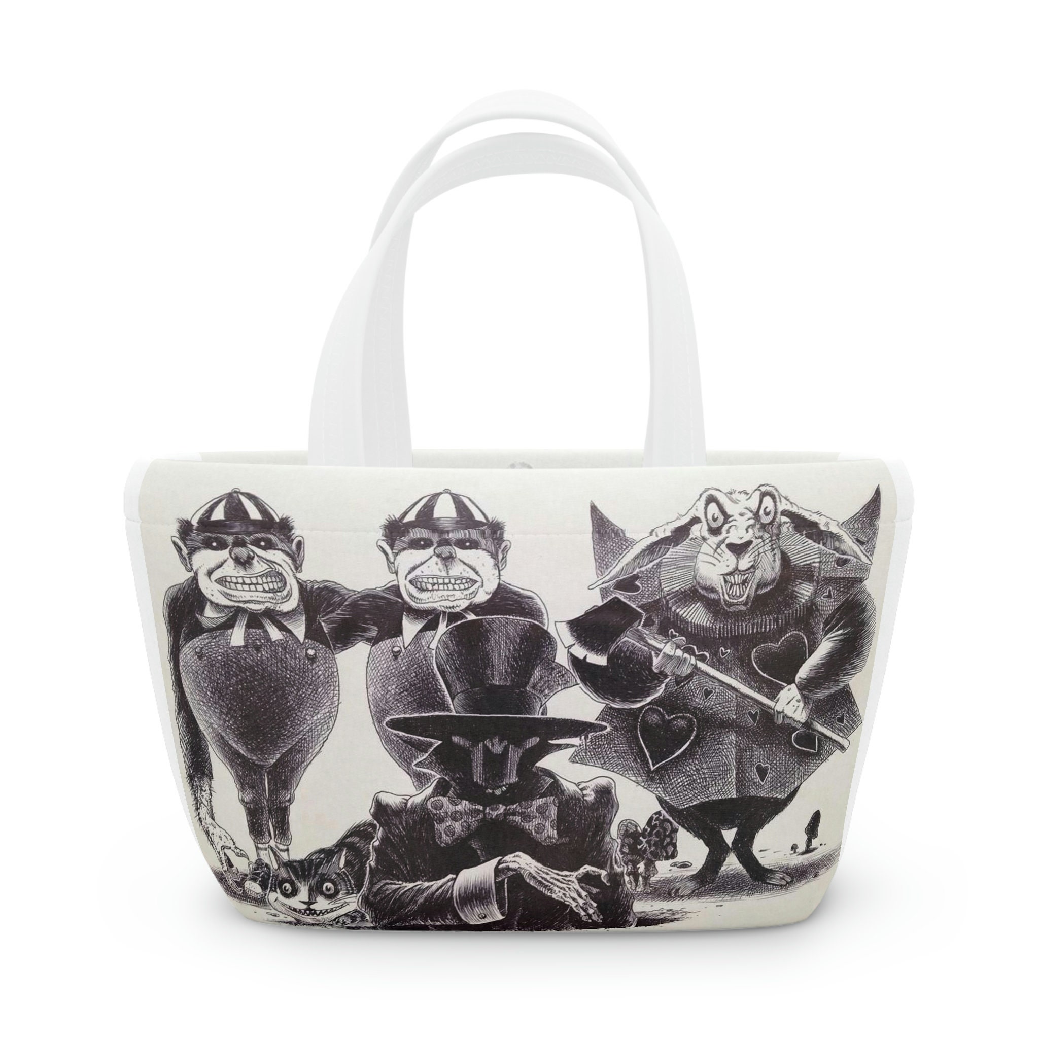 Disney Alice in Wonderland Mini Tote Bag Lunch Bag Weird Wacky Psychedelic 12x6\