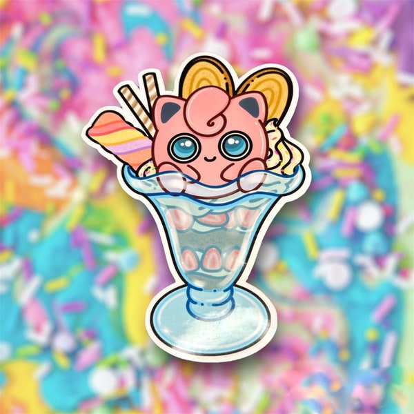 Jigglypuff Dessert Sticker, Pokémon Food Sticker, Cute Jigglypuff sticker, Cute Pokémon Sticker