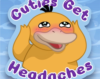 Psyduck Headache Glossy Vinyl Sticker, Animal