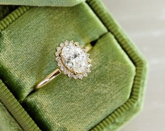 Anello solitario in moissanite con taglio ovale, anello di fidanzamento vintage, anello classico con proposta di diamante, anello di promessa con diamante dal design unico, anello nuziale