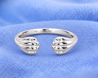Sterling Silver Open Ring, Adjustable Silver Ring, Unique Textured Ring, Modern Statement Jewelry, Minimalist Band, Everyday Gift for Her