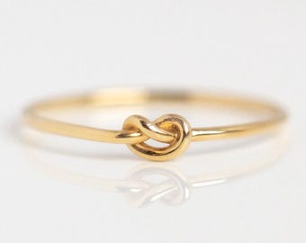 Anillo de nudo de oro macizo, anillos de nudo apilables de oro amarillo macizo de 14 k, anillo de nudo delicado de 14 k, anillo de oro delicado, anillo de nudo de oro fino, nudo de amor