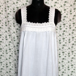 100% Pure cotton women nightdress, Sleepwear Victorian style Nightgown, Sleeveless relaxed fit short nightie