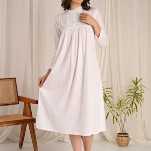 100% pure cotton women&#39;s wear Victorian style nightgown sleepwear nightdress boho sleep dress/nightie