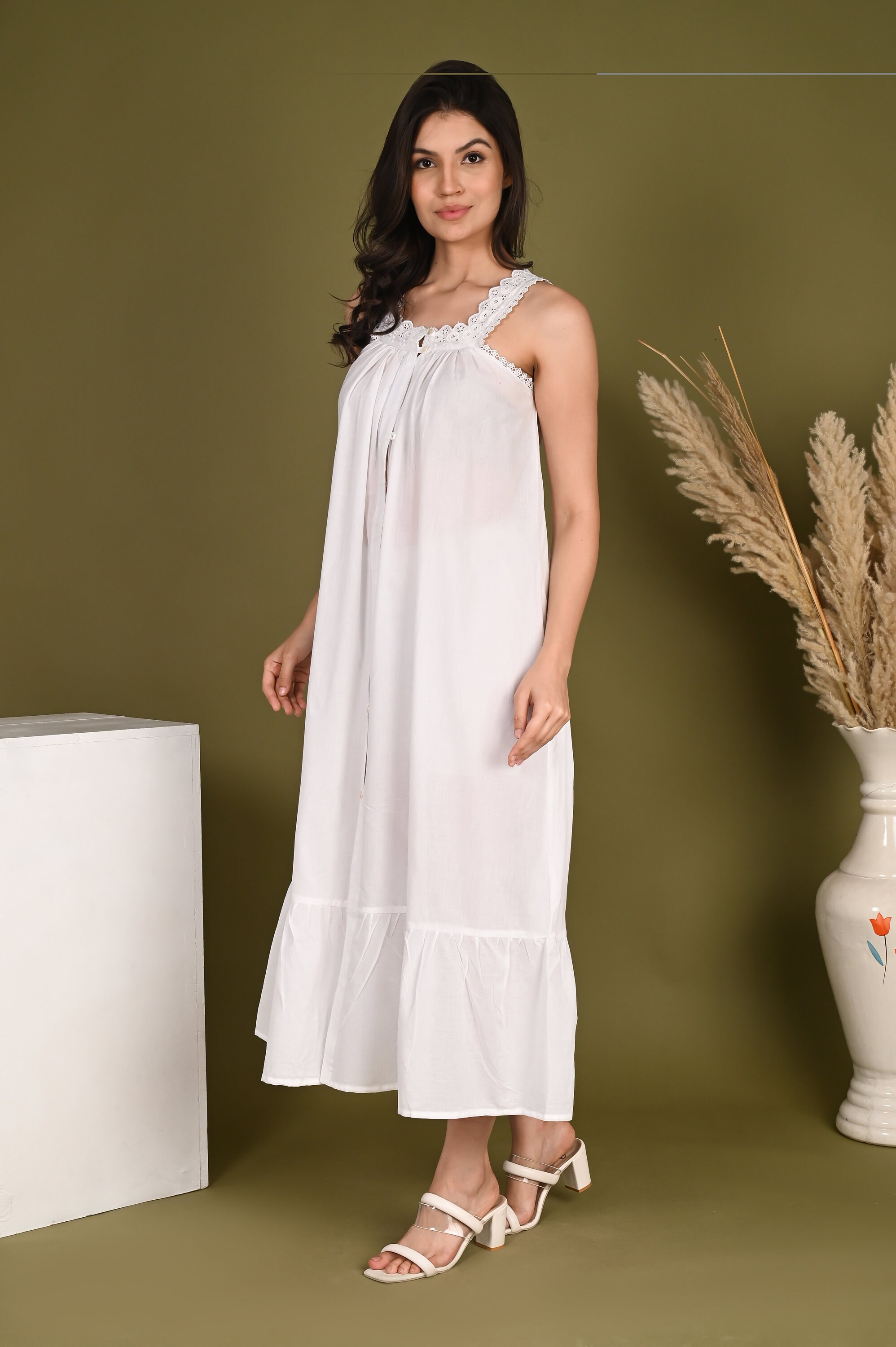crinkle cotton dress Sabina Sky Blue CollarType_One Shoulder Page 2 - Tea size:EU 46