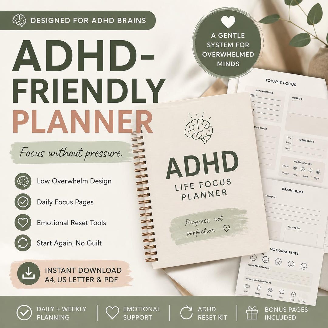 ADHD Planner Printable | Executive Function Toolkit | Shame-free ...