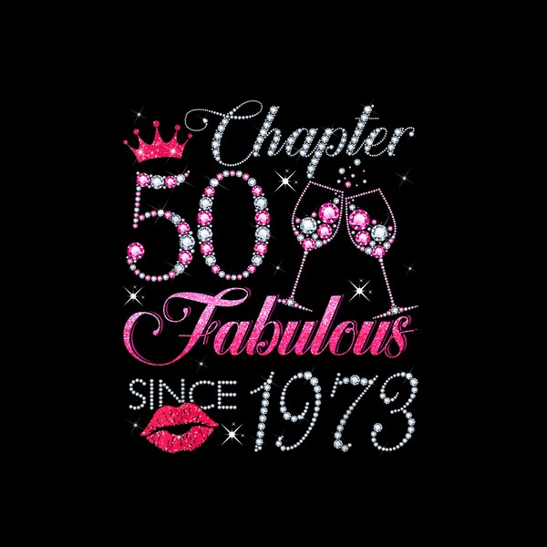 Chapter 50, Fabulous since 1973, digital download in PNG file format. 50th Birthday digital clipart. Ladies party, white and pink high heel