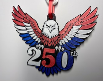 Patriotic 250th Anniversary Eagle Wall Hanging | America 250 Decor | Red White Blue Chain | 3D Printed USA Decor