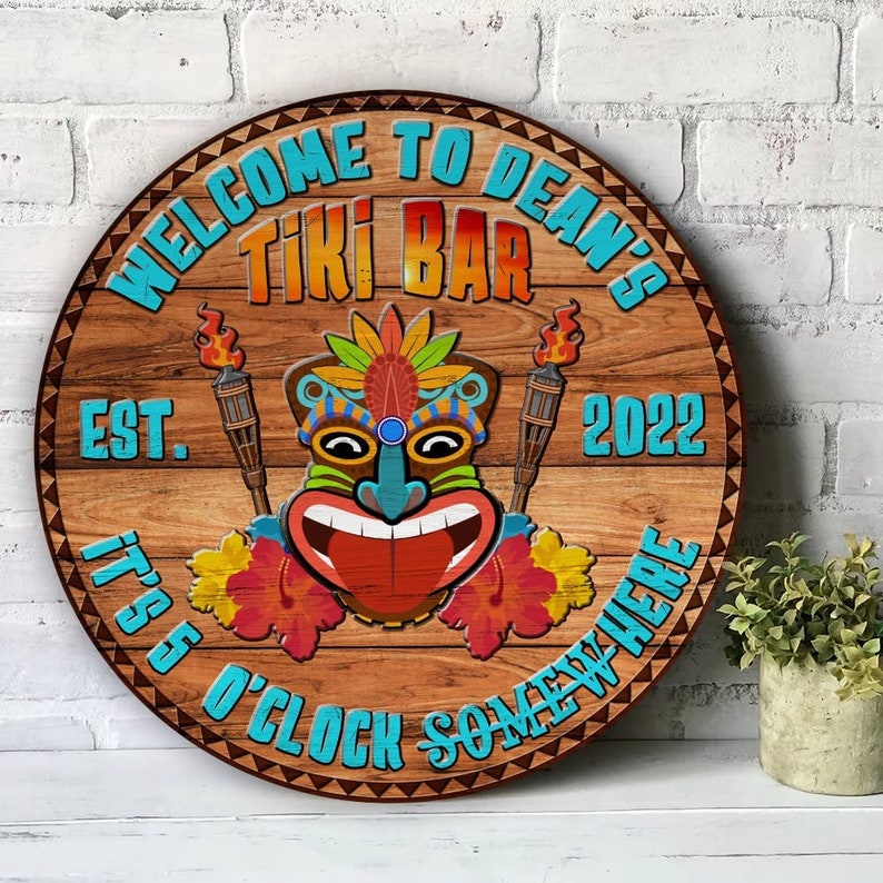 Personalized Wooden Name Tiki Bar Sign Tiki Bar Tiki Bar Etsy