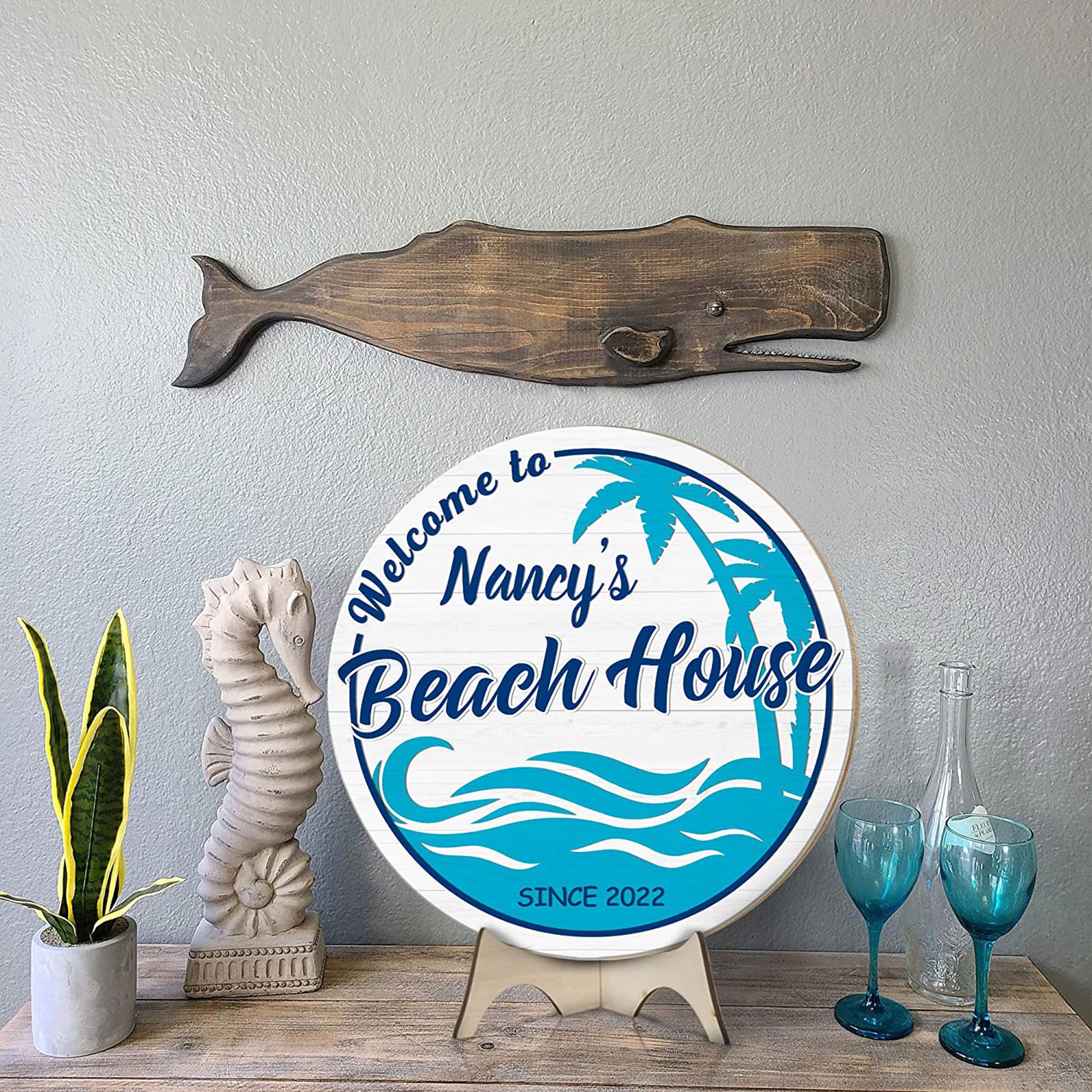 Personalized Beach Home Sign Beach House Door Sign Coastal Etsy