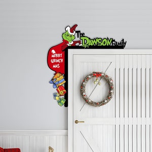 Custom Christmas Sign for Door Corner, Christmas  Famili's Name Door Corner, Christmas Door Corner Decorations, Holiday Decorations