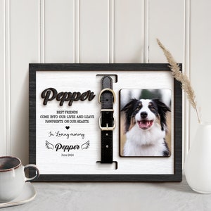 Personalized Dog Memorial Wood Frame With Collar Holder,  Memorial Pet Collar Sign with Photo, Dog Memorial Gifts, Dog Sympathy Gift