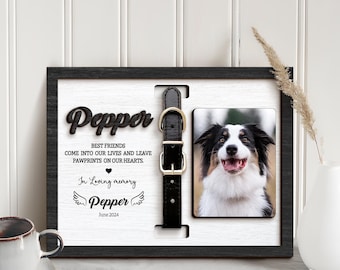 Memorial Pet Collar Sign, Custom Dog Memorial Gifts,Dog Memorial Wood Frame With Collar Holder, Pet Sympathy Gift