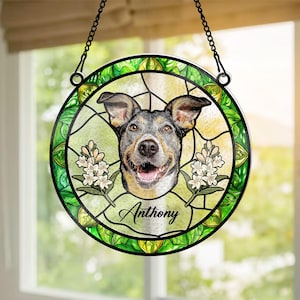 Attrape-soleil photo personnalisé pour portrait de chien, cadeau personnalisé pour amoureux des chiens, cadeaux pour amoureux des animaux de compagnie, photo de chien mignon personnalisée, cadeau commémoratif chien