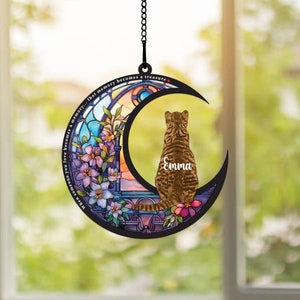 New! Loss of Pet Sympathy Gift, Cat Memorial Suncatcher, Loss of Pet Sympathy Gift, Cat Decor, Engraved Cat Lovers, Gift for Cat Lovers