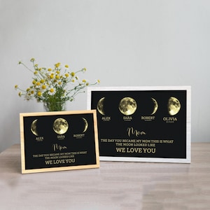 Custom Moon Phase Print Frame, Personalized Moon Phase Frame, Mother’s Day Gift, Father&#39;s Day Gift, The Day You Were Born Gift