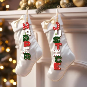 Custom Christmas Name Letter Ornament 2024, Personalized Christmas Tag, Stocking Tag, Custom Reindeer Name Ornament, Kids Ornament