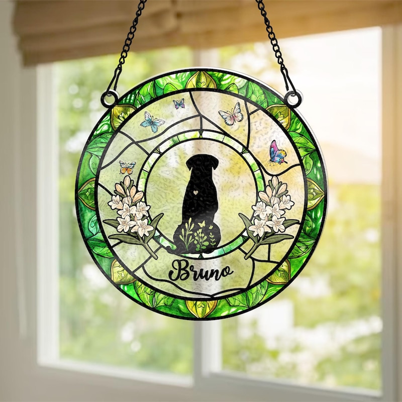 🐾BUY 2 FREE SHIPPING🐾Personalized Dog Lover Gift, Custom Dog Breed Suncatcher, Gifts For Pet Lover, Cute Dog Suncatcher, Dog Memorial Gift, Christmas Gift