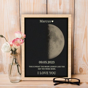 Personalized Moon Phase Frame, Mothers Day Gift, Custom Moon Phase Print, The Day You Were Born Gift, Personalized Birthday Gift Bild 4