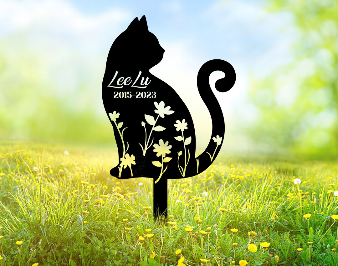 Personalized Cat Memorial Grave Stake - Metal Pet Plaque Marker For Garden, Yard, Or Cemetery, 10 Inch - View #9