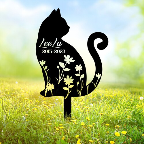Pieu commémoratif chat personnalisé. Pieu personnalisé pour plaque commémorative pour animal de compagnie, pieu en métal. Perte de chat.  Bûcher du souvenir. Pierres tombales pour animaux de compagnie