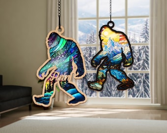 Bigfoot Home Decor, Bigfoot Suncatcher, Bigfoot Ornament, Gift For Bigfoot Lovers, Bigfoot Christmas Ornament, Gift for Bigfoot Lover