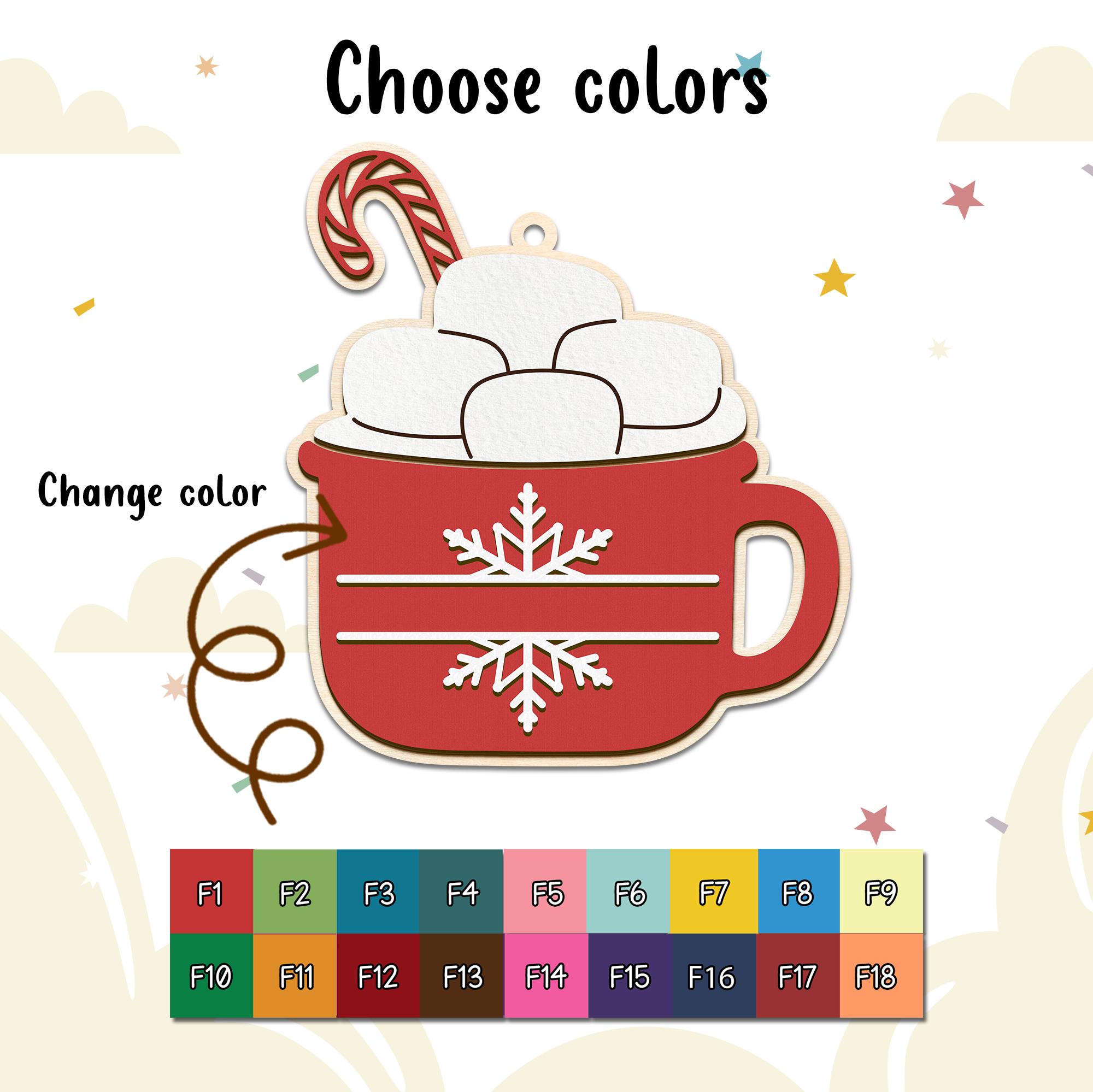 Custom Family Hot Coco Mug Ornament, Personalized Christmas Family and Pet Ornament, Hot Chocolate & Marshmallow Ornament, Christmas Gift