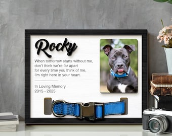 Custom Dog Memorial Frame with Collar Holder & Photo, Pet Loss Gift, Custom Dog Remembrance Sign, Pet Sympathy Gift, Dog Memory Keepsake
