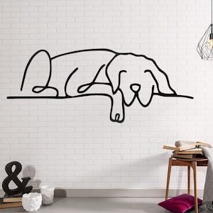 Metal Dog Decor, Minimalist Line Art, Home Wall Art, Metal Wall Animal Decoration, Interior Design Dog