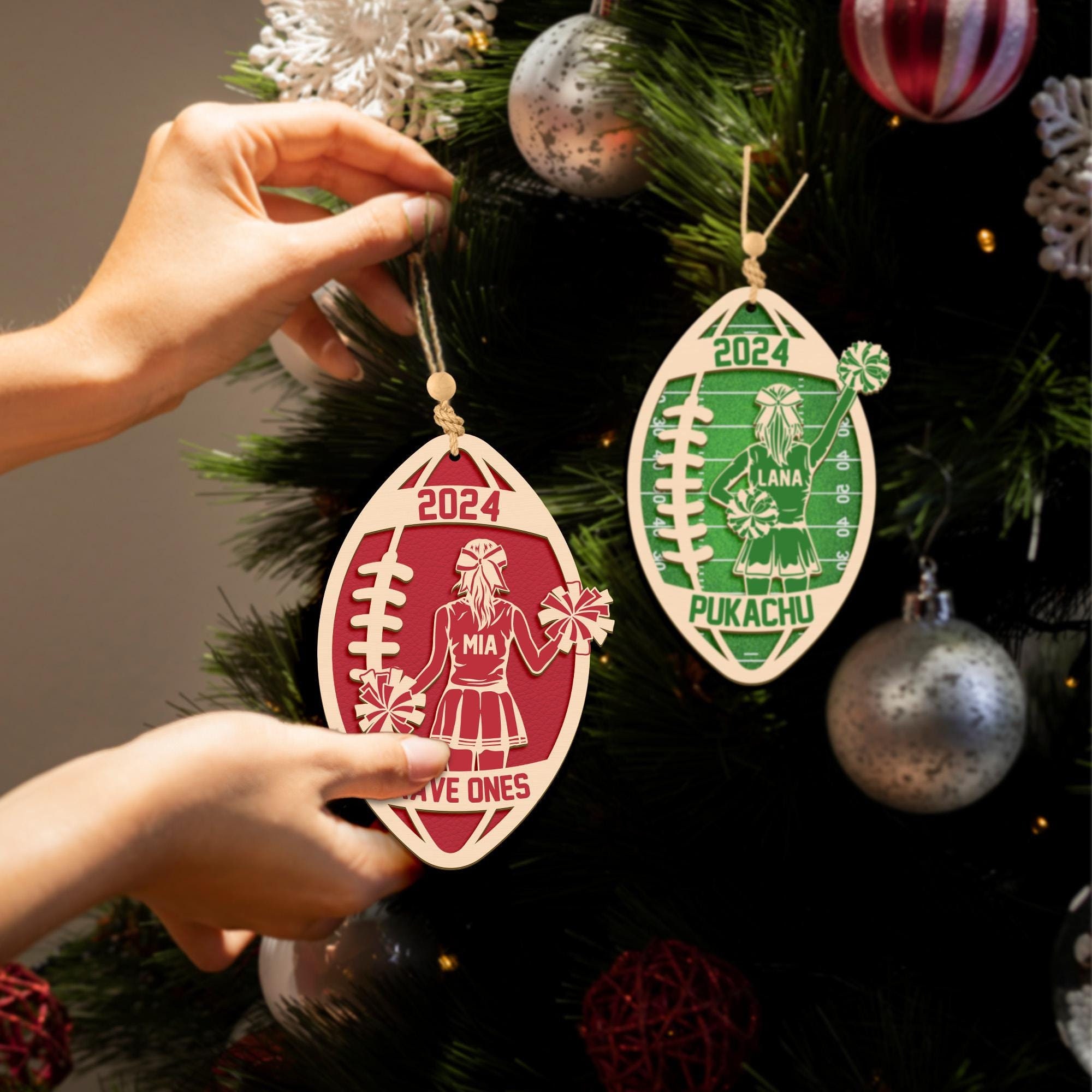 Personalize American Football Cheerleader Ornament, Custom Sport Team Ornament, Custom Name Ornament, Christmas decor, Christmas Gift