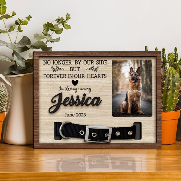 Memorial Pet Collar Sign, Dog Memorial Wood Frame With Collar Holder, Dog Memorial Gifts