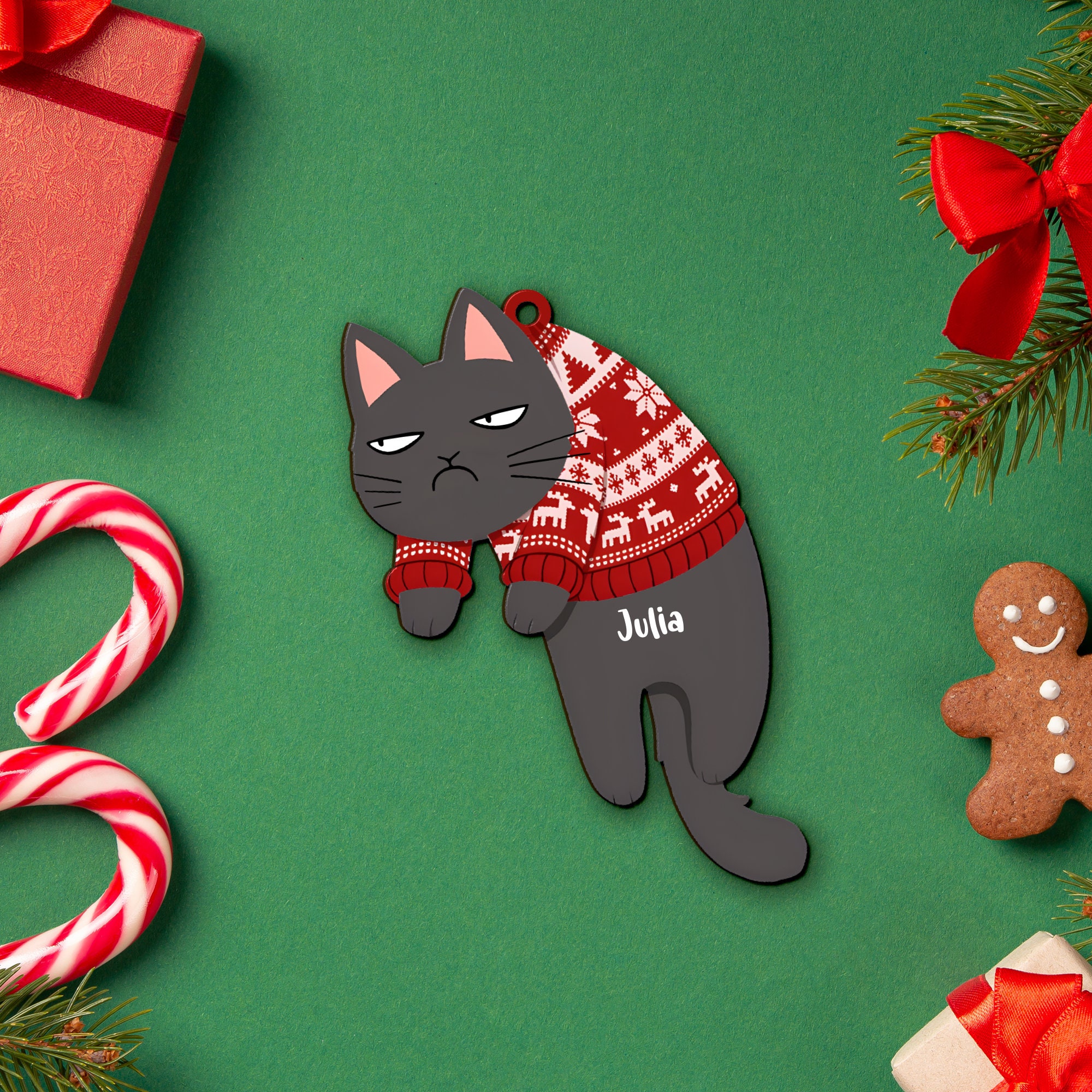 Personalized Cat Christmas Ornament, Funny Custom Cats Ornament, Christmas Gifts,Christmas Tree Ornament, Gift For Cat Lovers, Cat Mom Gifts