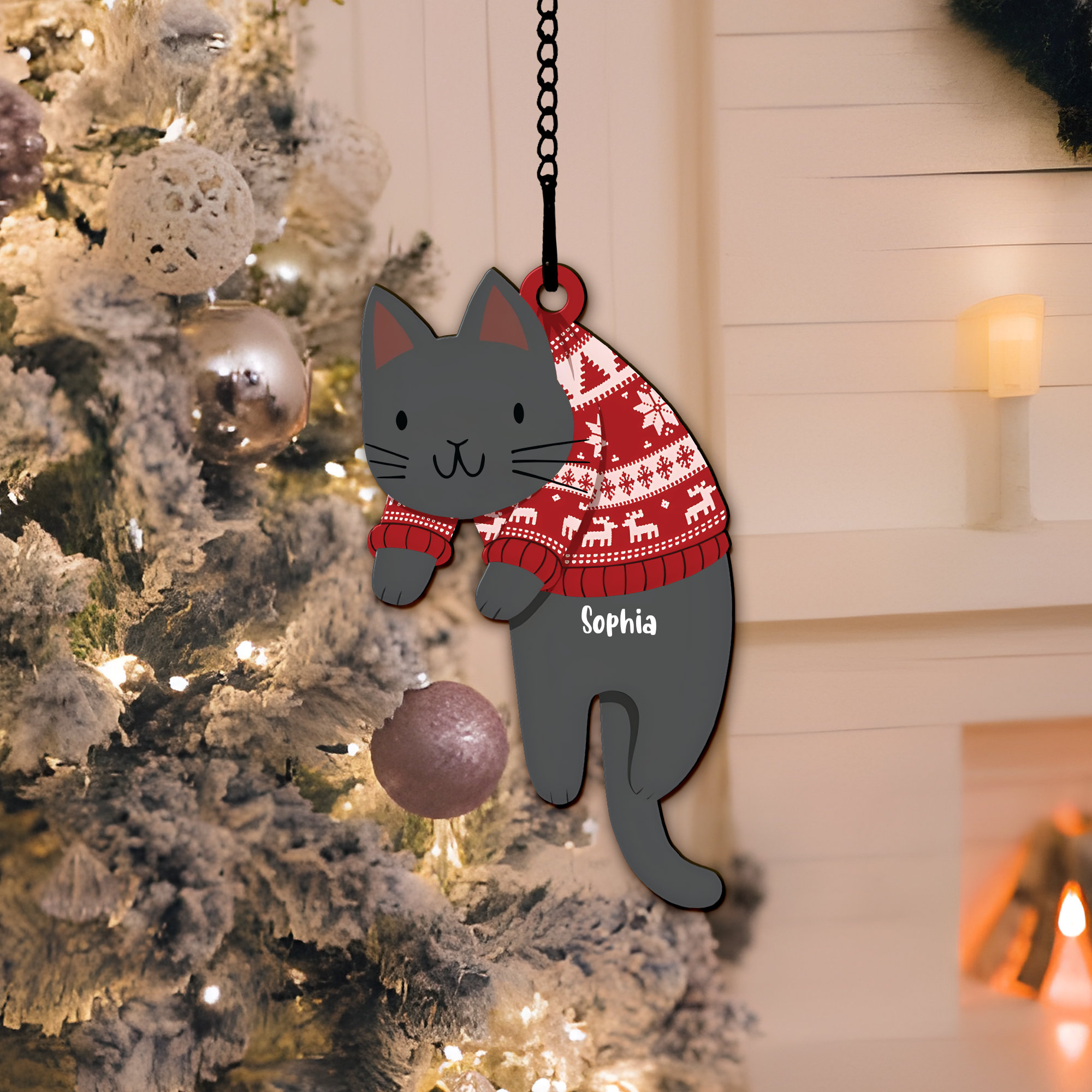 Personalized Cat Christmas Ornament, Funny Custom Cats Ornament, Christmas Gifts,Christmas Tree Ornament, Gift For Cat Lovers, Cat Mom Gifts