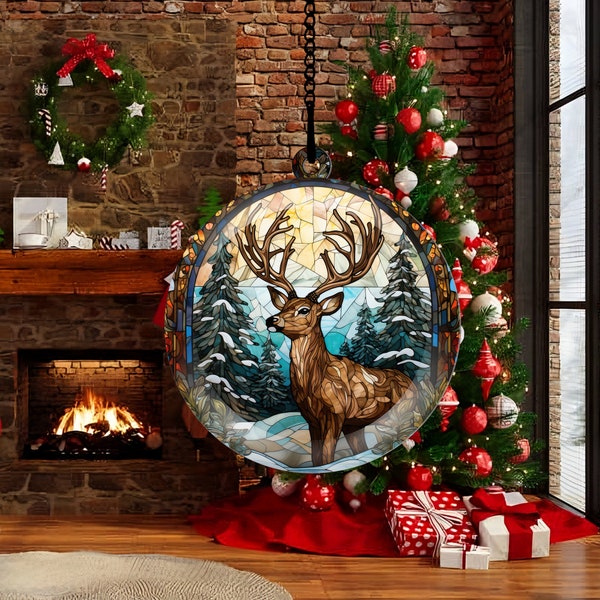 Acrylic Deer Christmas Tree Ornaments, Deer Christmas Suncatcher, Christmas Tree Ornament, Deer Ornament, Christmas Ornaments