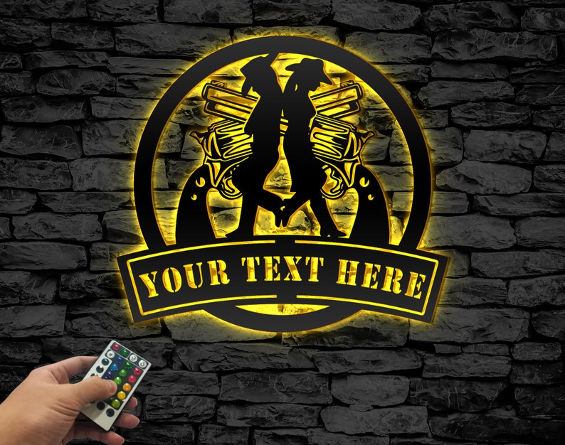 Cowboy & Cowgirl Metal Wall Art With Lights Metal Wall Etsy