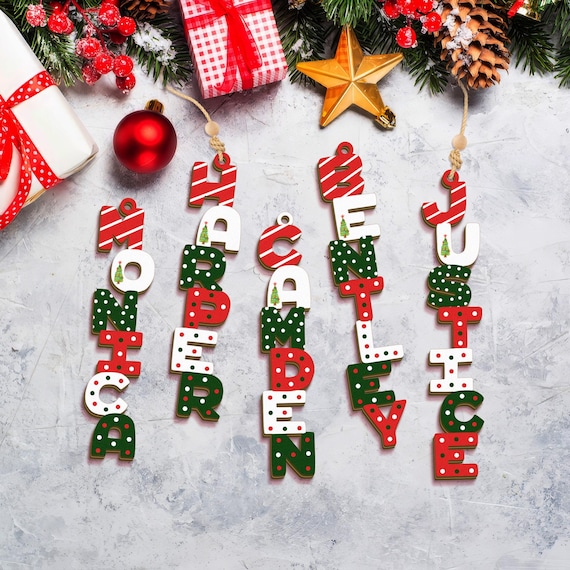 Personalized Christmas Name Letter Ornament 2025, Custom Christmas Tag, Stocking Tag, Custom Reindeer Name Ornament, Kids Ornament