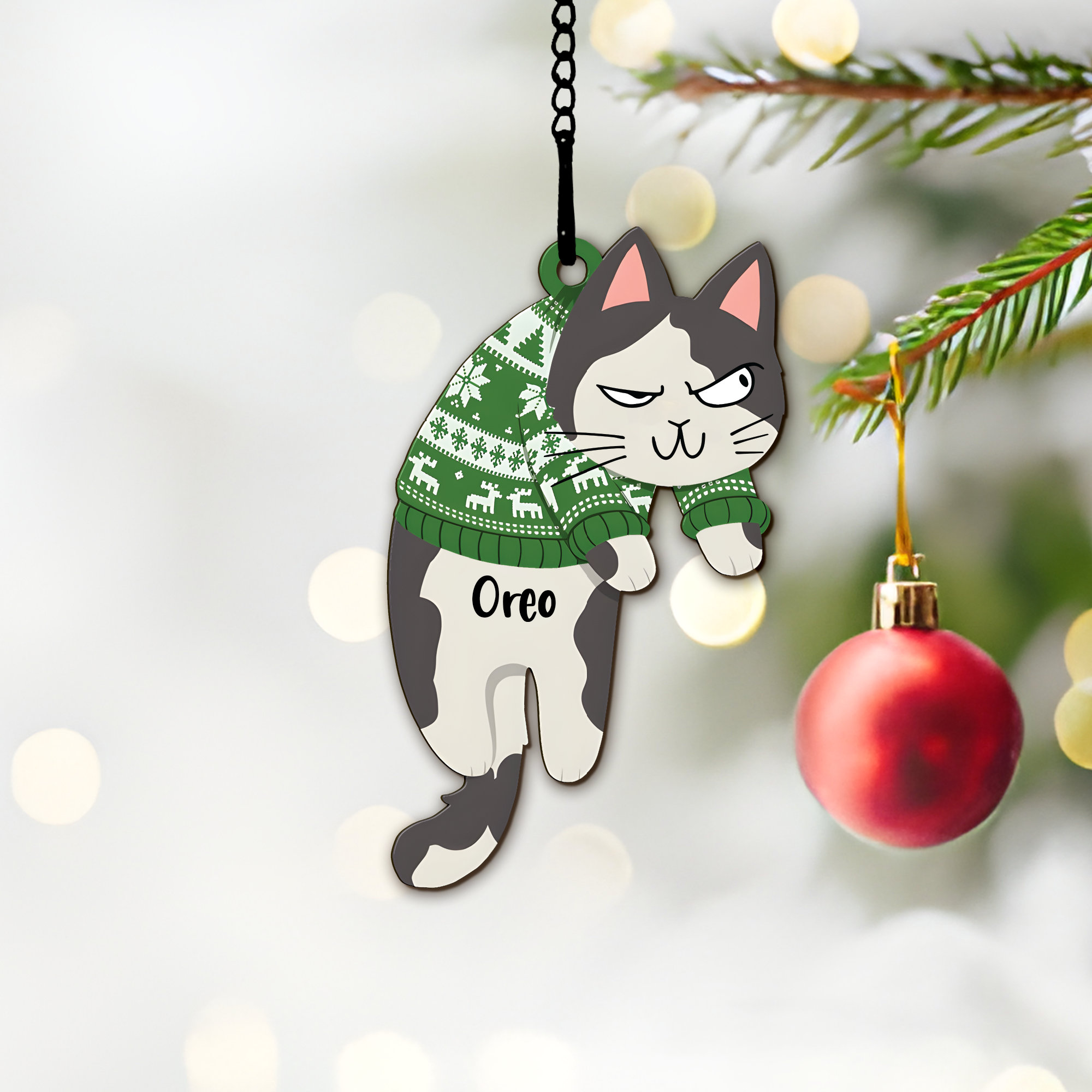 Personalized Cat Christmas Ornament, Funny Custom Cats Ornament, Christmas Gifts,Christmas Tree Ornament, Gift For Cat Lovers, Cat Mom Gifts