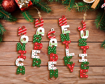 Personalized Christmas Name Letter Ornament 2026, Custom Christmas Tag, Stocking Tag, Christmas Gift, Family Ornament, Kids Ornament