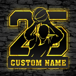 Custom Basketball Name And Number Metal Sign, Personalized Basketball Player, Athlete Gift - Basketball Number Sign