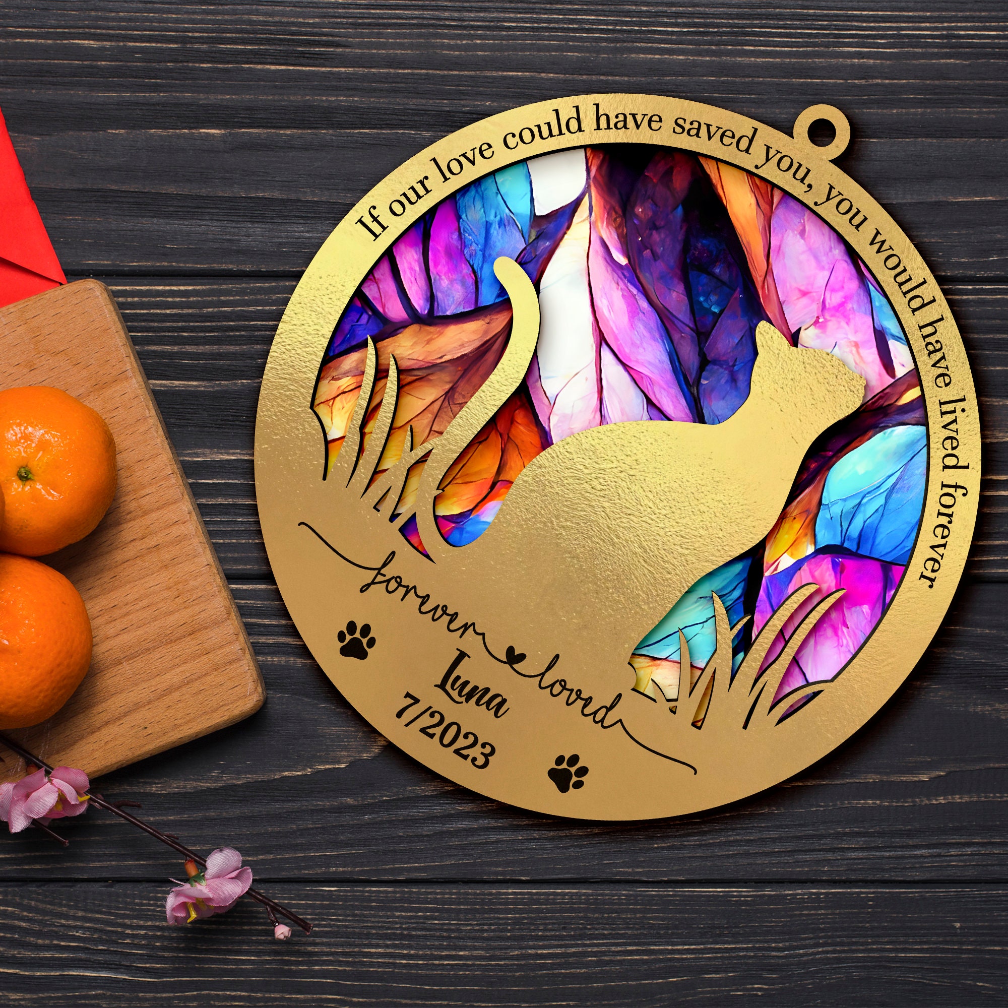 Custom Cat Memorial Suncatcher Personalized With Cat Breed Etsy