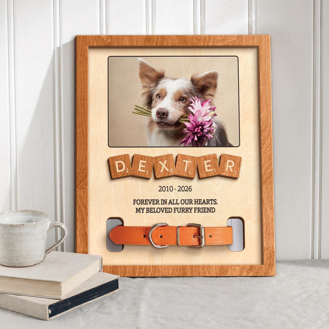 Personalized Dog Memorial Frame With Collar Holder, Custom Pet Loss ...