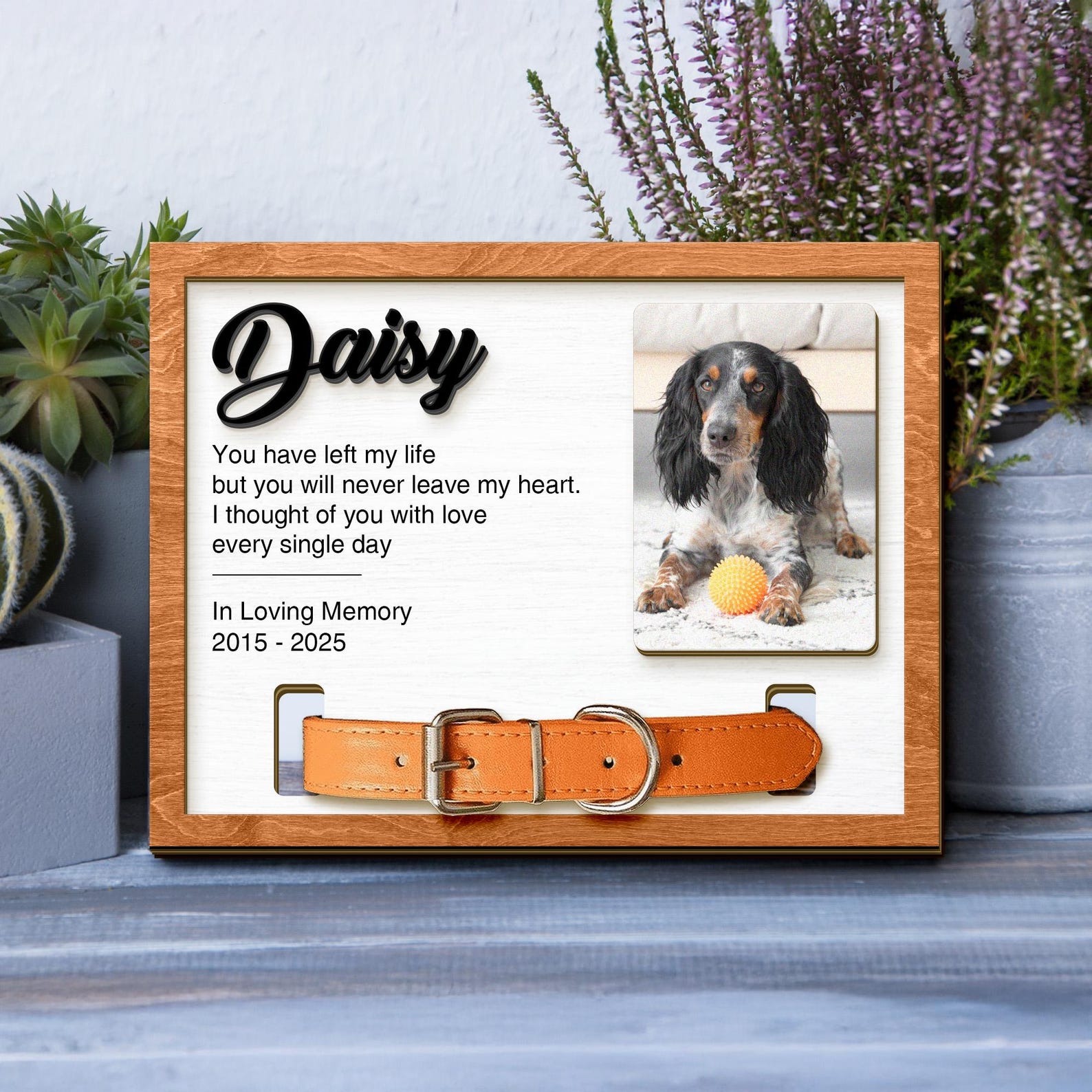 Custom Dog Memorial Frame With Collar Holder & Photo, Pet Loss Gift ...