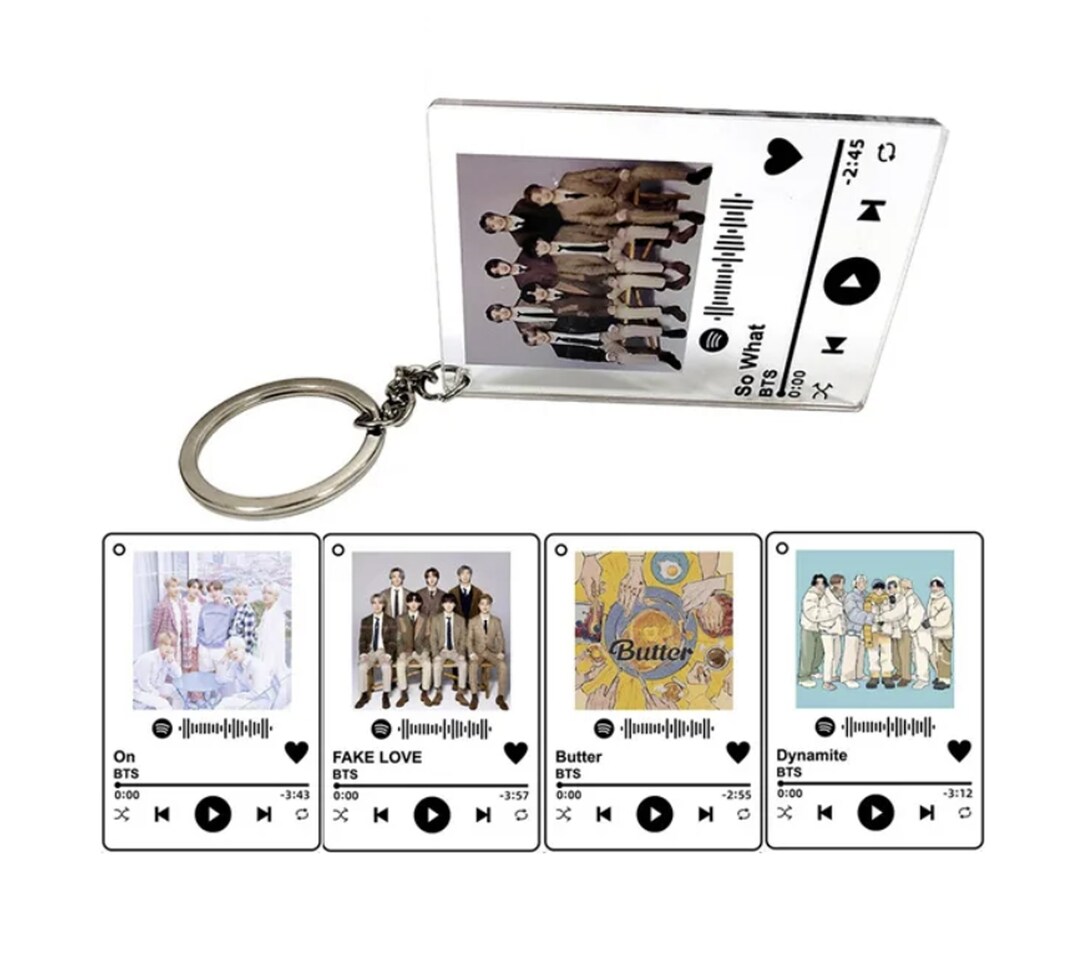BTS Spotify Song Keychain Photocard Acrylic Keychain Bts Etsy