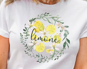 Limone T-shirt, Cottage Core Limone Tee, Italian Lemon Floral Shirt, Italy Lemon Inspired Tshirt, Amalfi Coast Inspired Shirt, Gift for Her