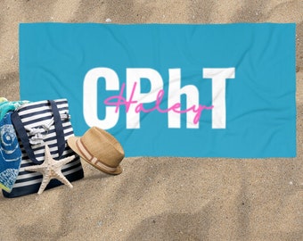 Personalized Beach Towel, Custom CPhT Beach Towel, Certified Pharmacy Technician Gift, Custom Beach Towel Graduation Gift Pharmacy Tech Gift