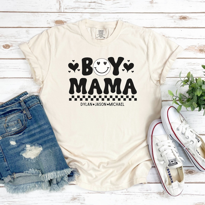 Custom Boy Mama Shirt Retro Boy Mama Tshirt Mom of Boys Tee Etsy
