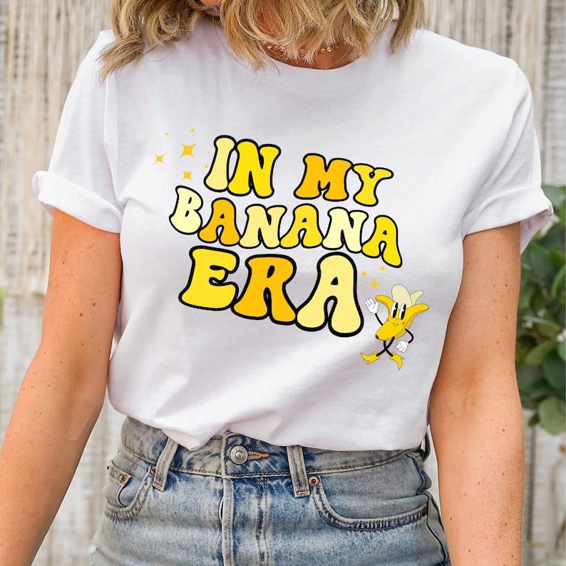 Custom Banana Shirt, Retro Bananas Tshirt, In My Banana Era Tee, Gift for Banana Lover, Funny Banana T-Shirt for Her, Womens Retro Shirt image 2