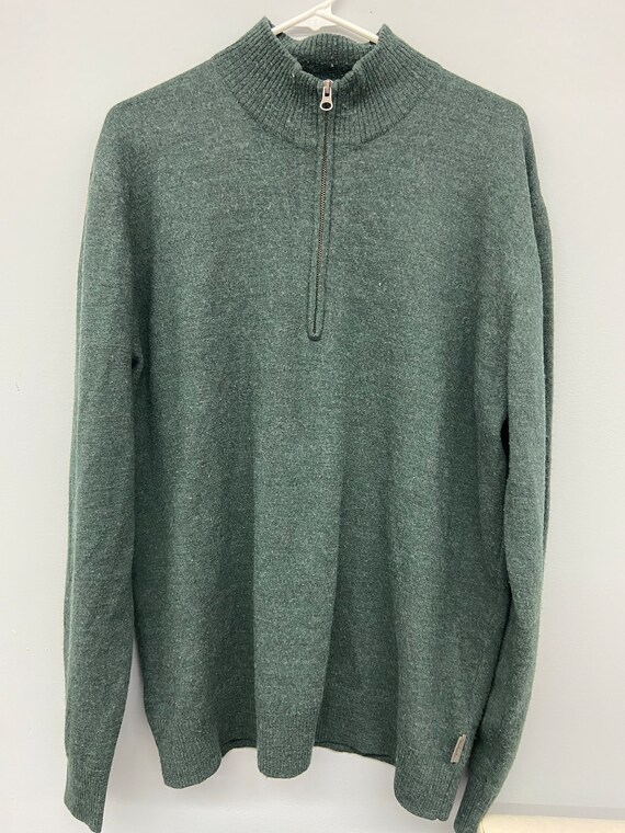 Wool rich quarter zip knit sweater