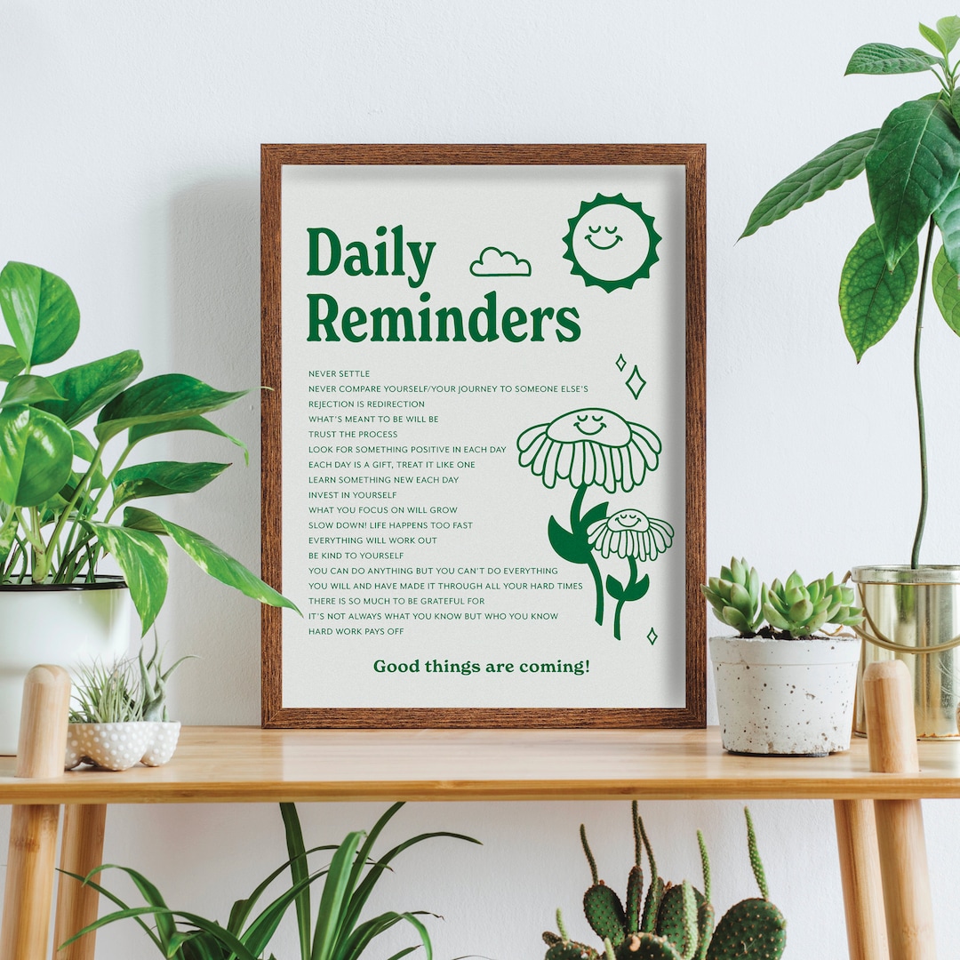Daily Reminders Poster Etsy