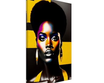 Abstract Afro Pop Art Canvas Print, African American Woman (20x30 inch)